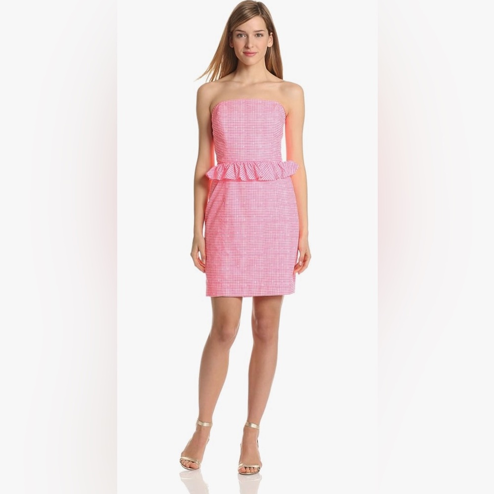 Lilly Pulitzer Pink Gingham Lowe Strapless Dress